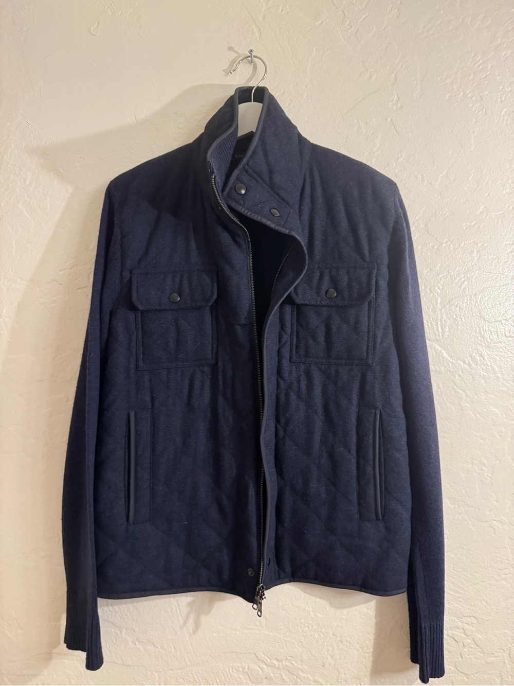 Banana Republic Men’s Wool Blend Full Zip Sweater Jacket Navy Blue Size S